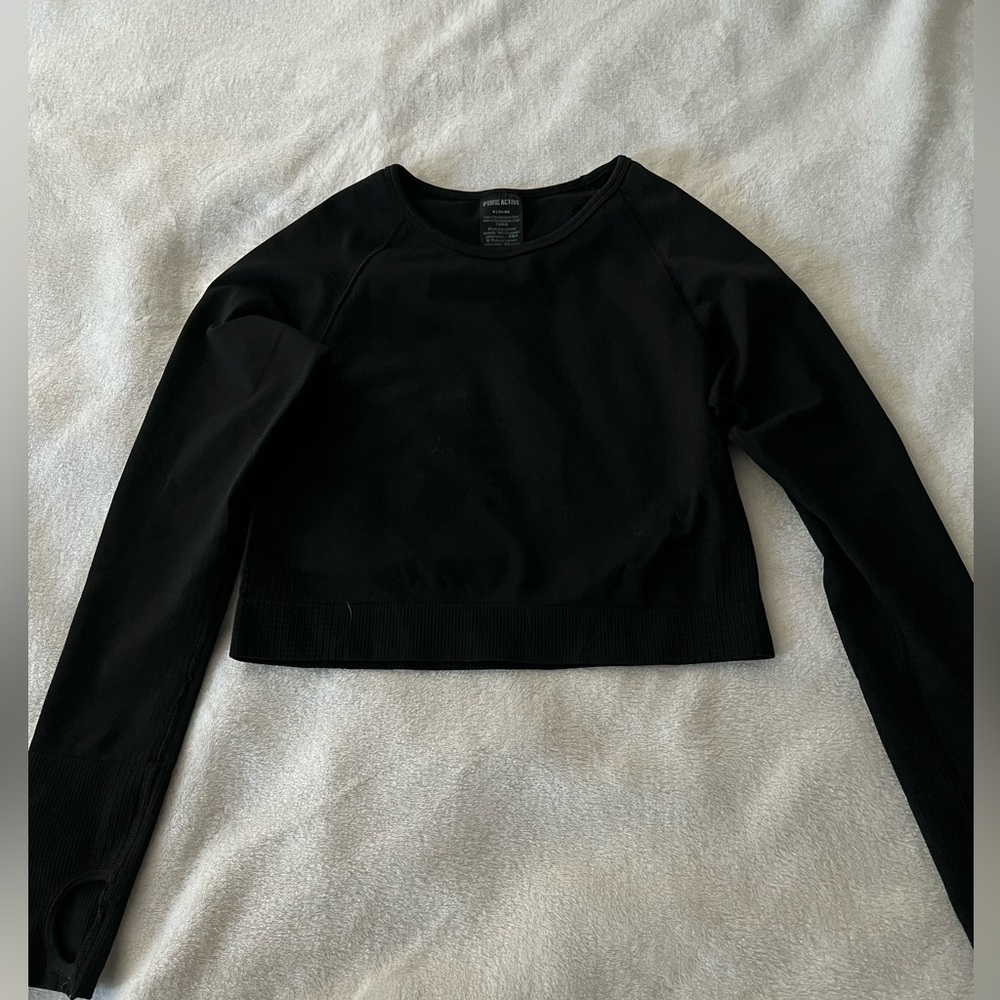 PINK Victoria's Secret Jet Black Long Sleeve Tee